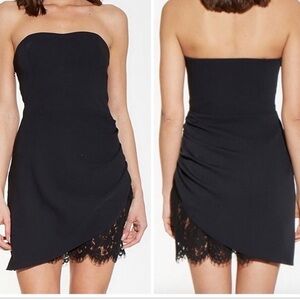 GUC Amanda Uprichard Black Mini Dress with Lace Hem in Size Large